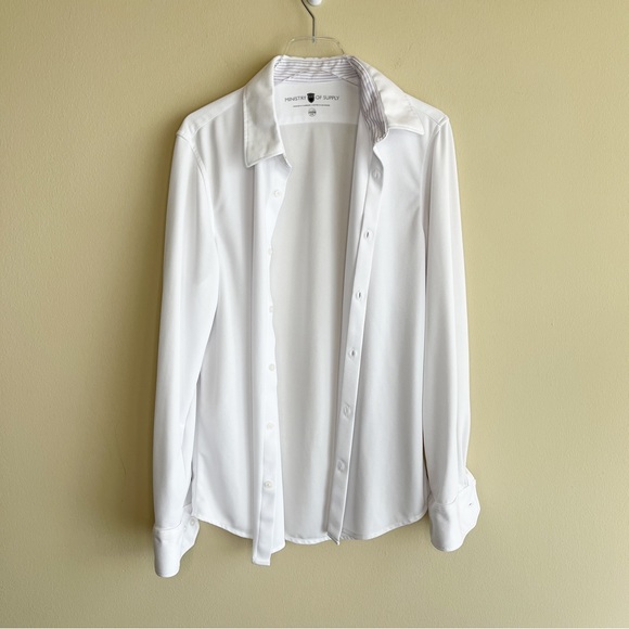 Ministry of Supply Men Classic White Button Down Shirt 17 - 17.5 - Picture 3 of 6
